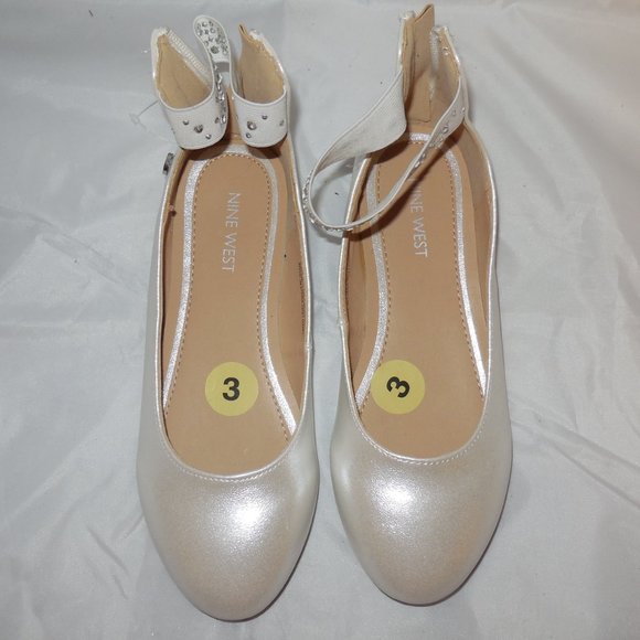 Nine West Elen Flats Ankle Strap Size 3 (Litle Girls) NEW Rhinostones - Picture 4 of 7